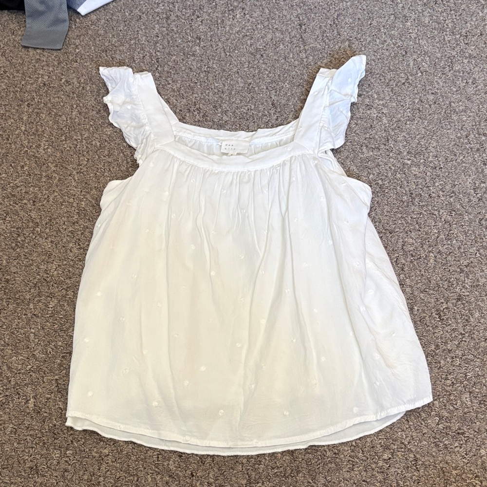 Women's White Ruffle Strap Tank Top